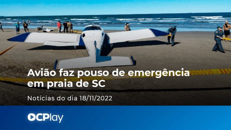 Avião faz pouso de emergência em praia de SC