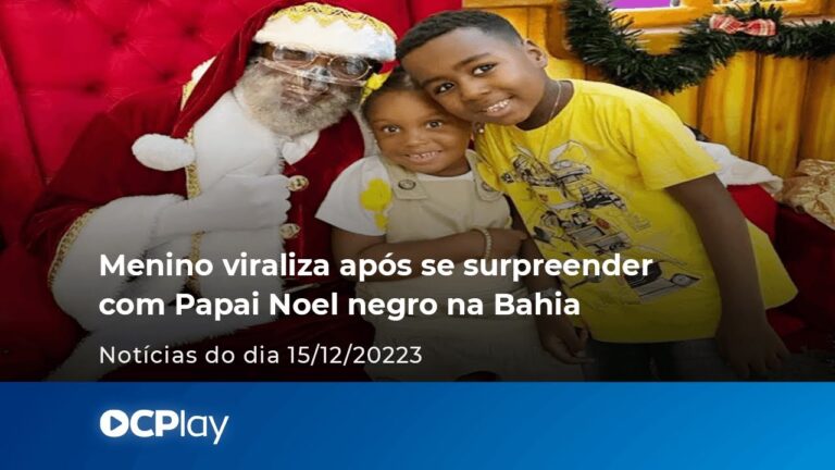 Menino viraliza após se surpreender com Papai Noel negro na Bahia