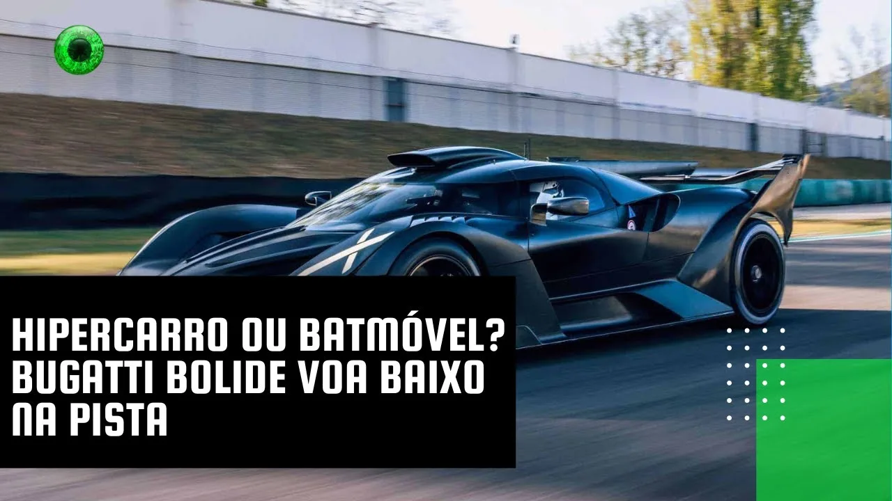 Hipercarro ou batmóvel Bugatti Bolide voa baixo na pista