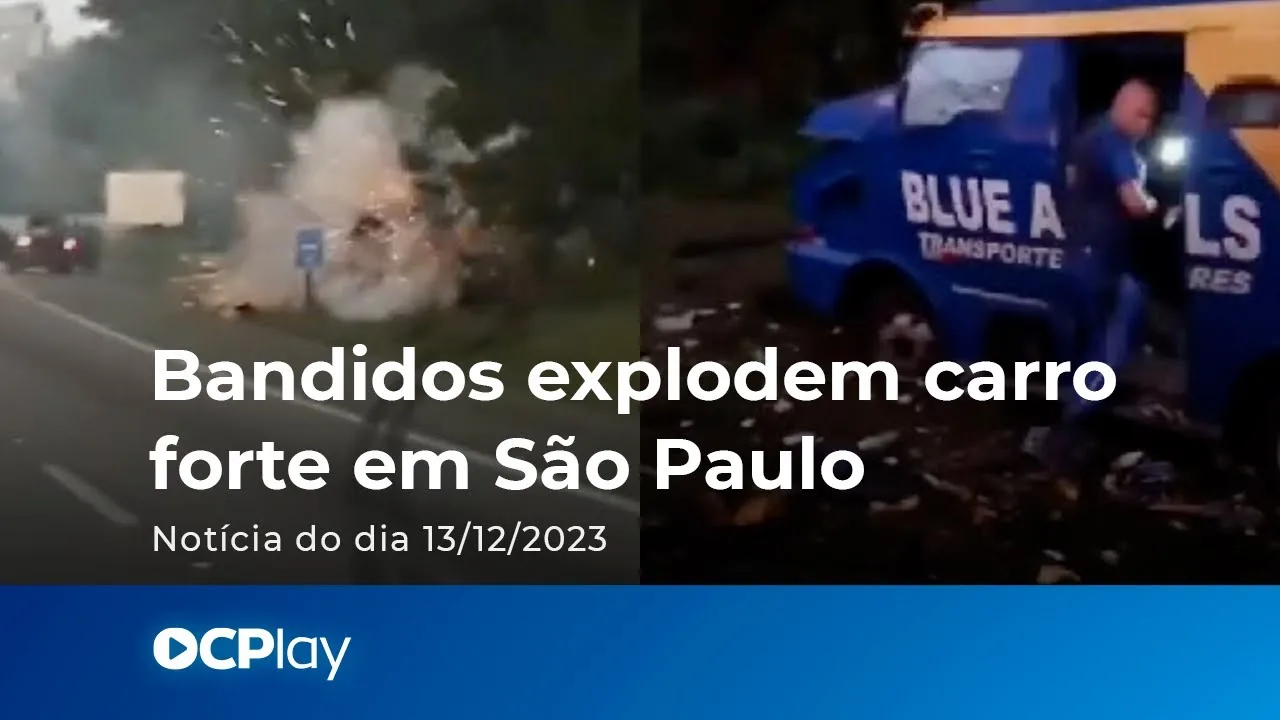 Bandidos explodem carro forte em São Paulo
