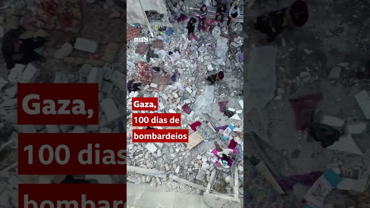 Guerra em Gaza: drones mostram destruição após 100 dias de conflito