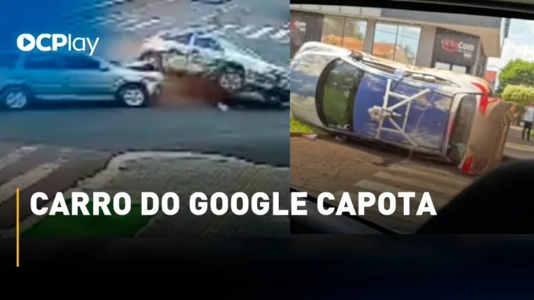 Carro do Google capota em acidente