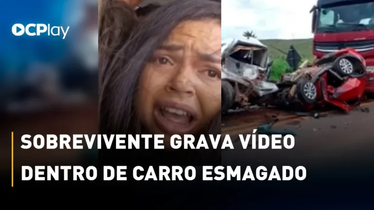 Sobrevivente grava vídeo dentro de carro esmagado em acidente que matou 3