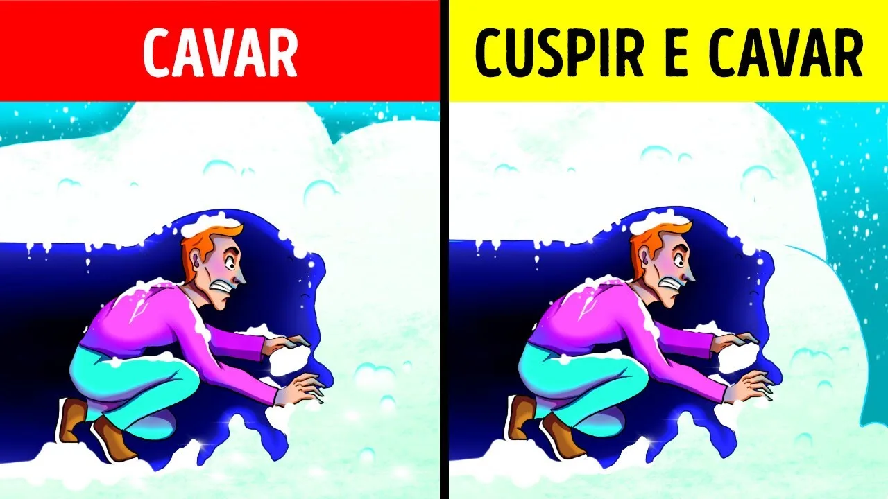 Se você ficar preso em uma avalanche, comece a cuspir