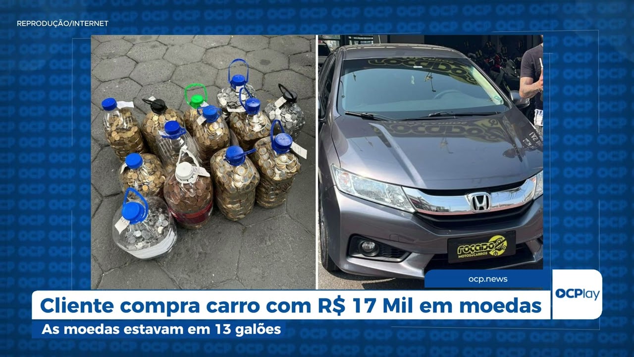 Cliente compra carro com R$ 17 Mil em moedas