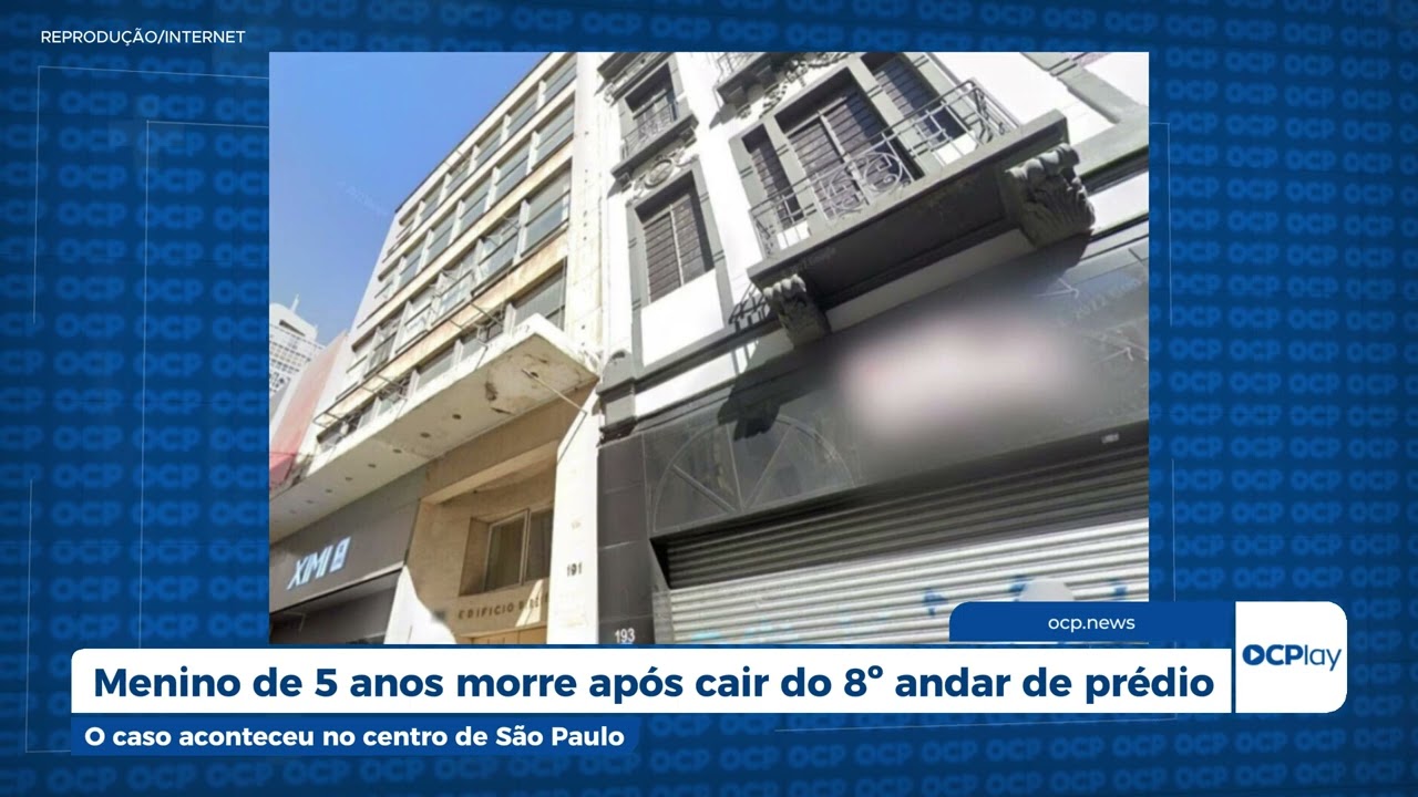 Menino de 5 anos morre após cair do 8º andar de prédio