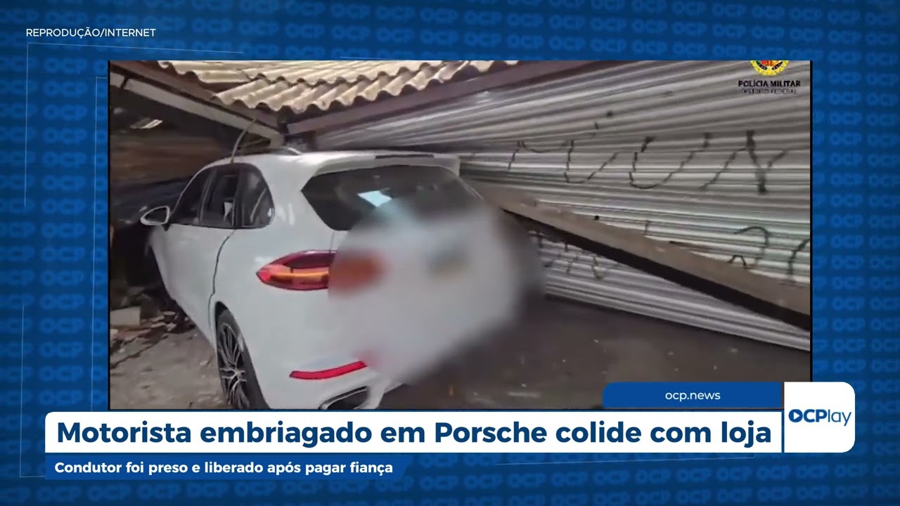 Motorista embriagado em Porsche colide com loja