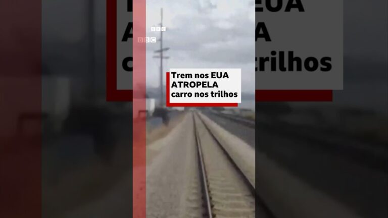 Carro acaba em cima de trilhos e é atropelado por trem nos EUA #bbcnewsbrasil