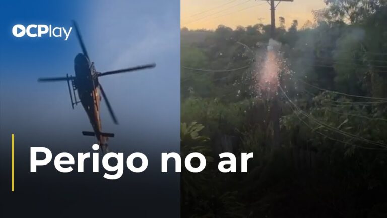 Helicóptero da polícia é alvo de tiros e atinge rede elétrica