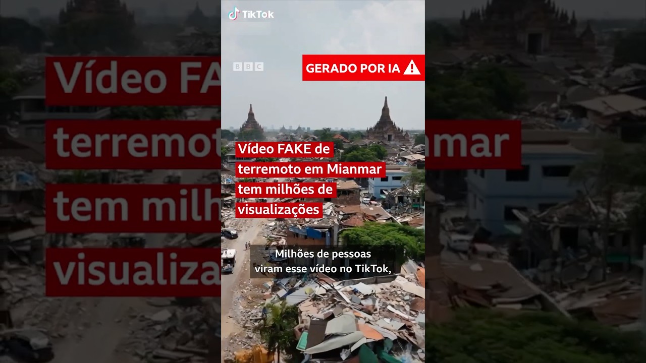 É FAKE: vídeo gerado por IA mostra cena falsa de terremoto em Mianmar #bbcnewsbrasil