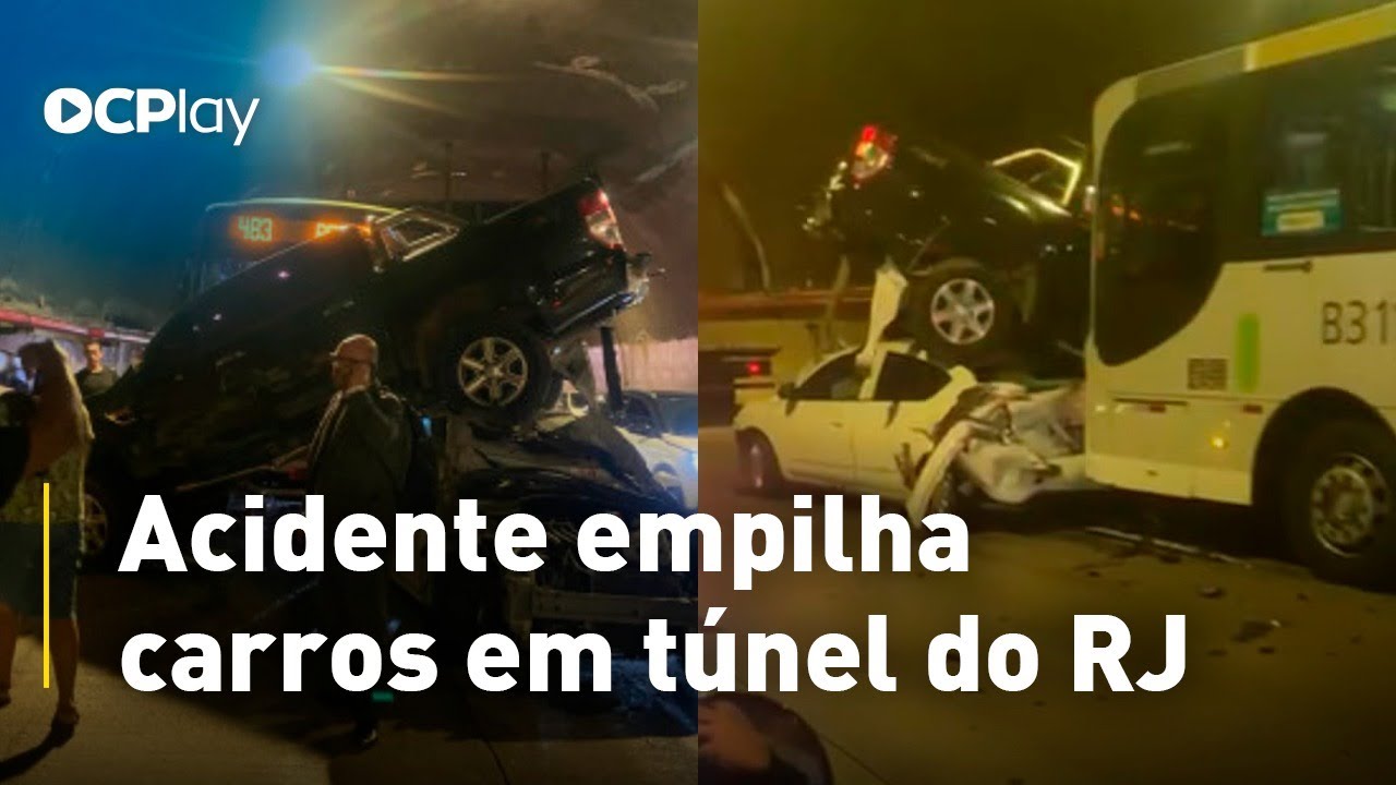 Acidente empilha carros em túnel do RJ