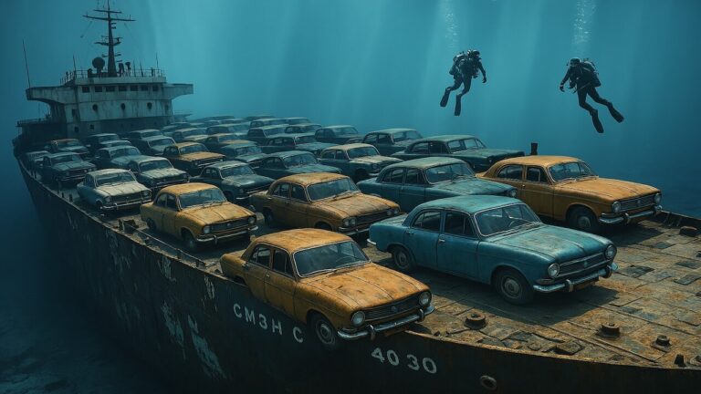 Navio de carga desaparecido encontrado no fundo do oceano – ainda carregado com carros antigos!