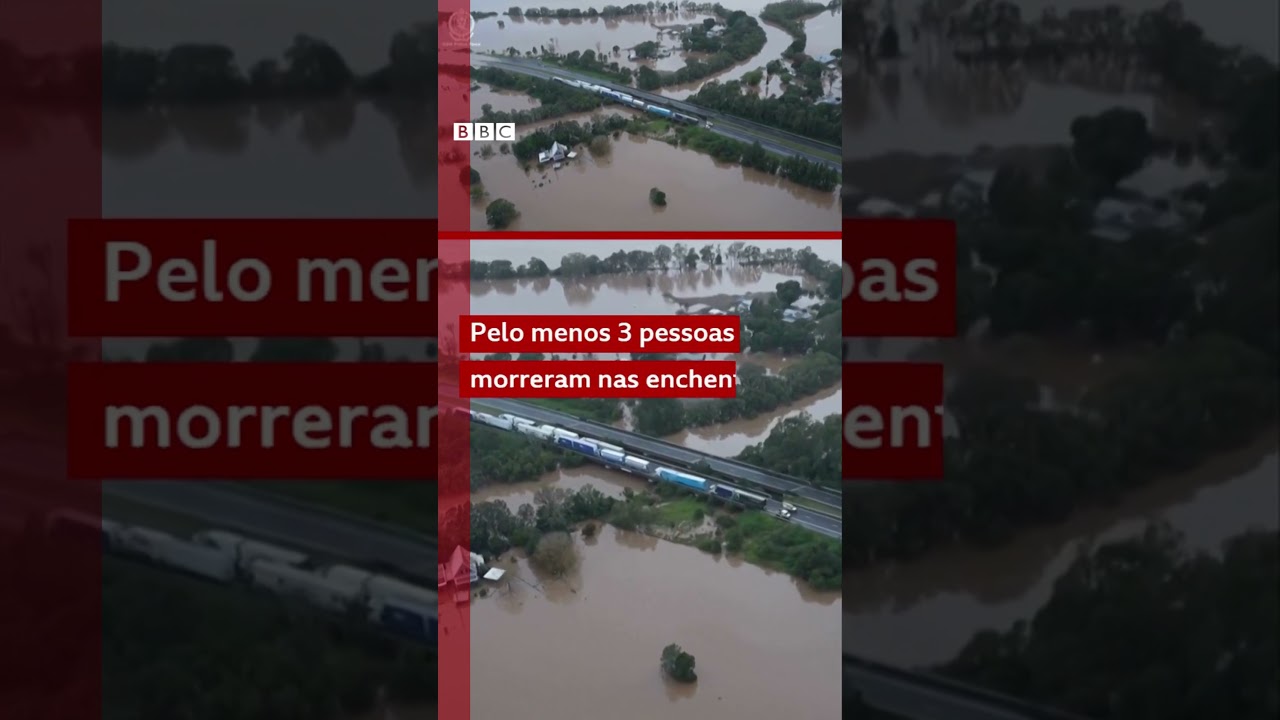 Helicópteros içam pessoas ilhadas em telhados por enchente na Austrália