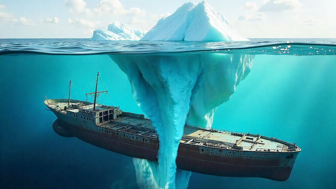Navio de cruzeiro desaparecido é encontrado congelado entre dois icebergs