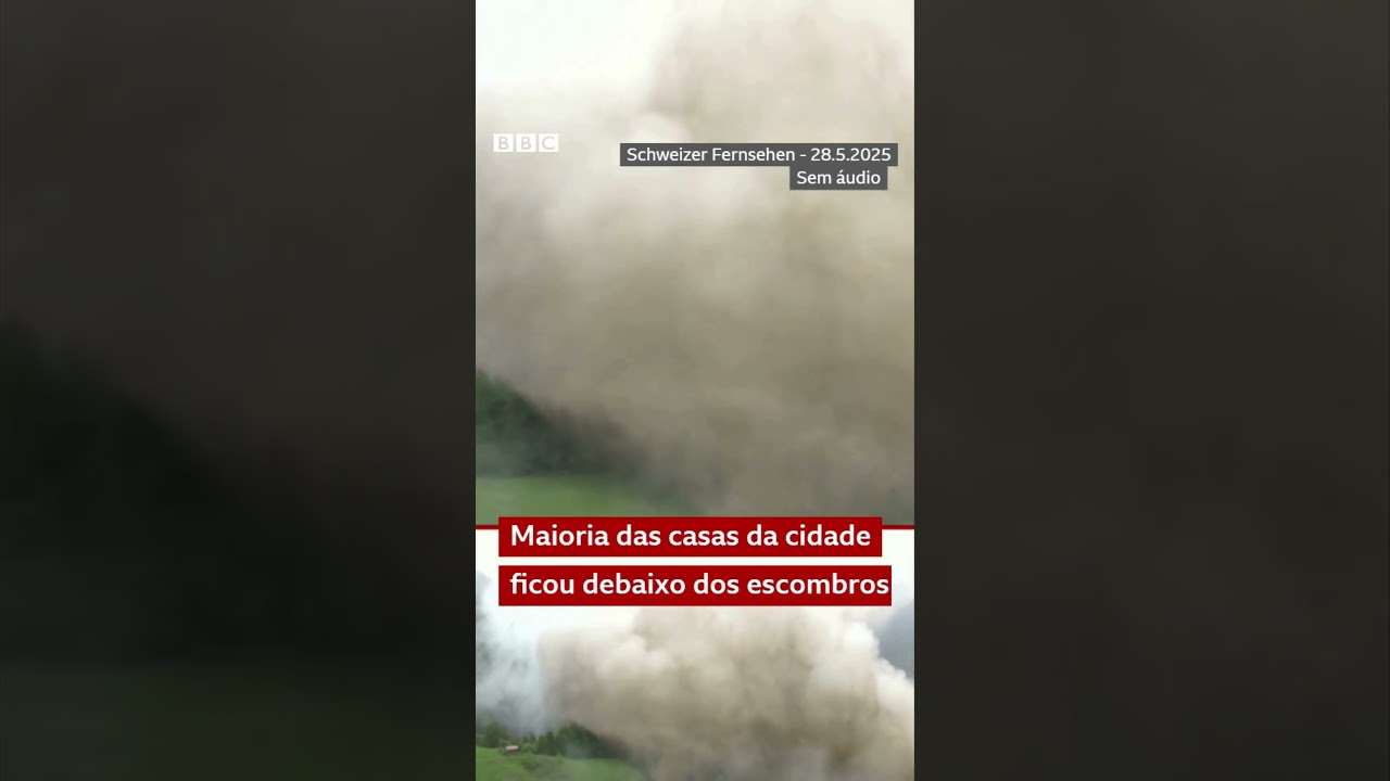 O momento em que geleira soterra vilarejo nos Alpes suíços