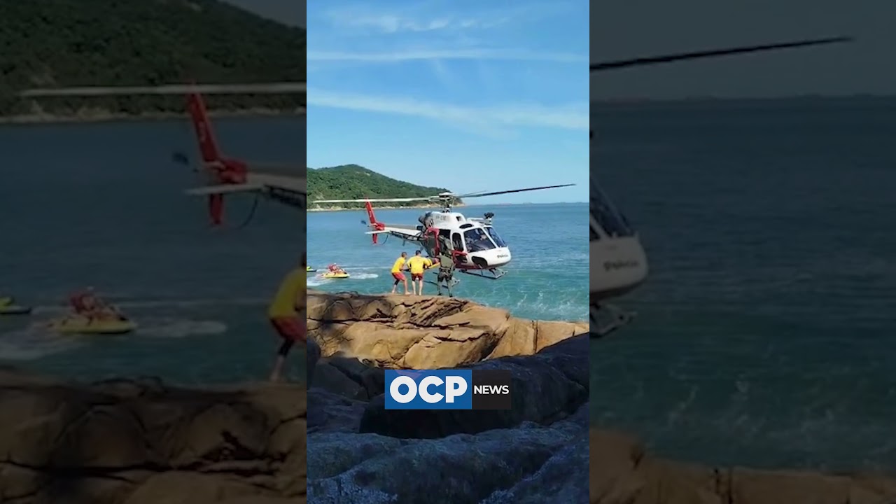 Turista cai em costão e é resgatado por helicóptero da PM