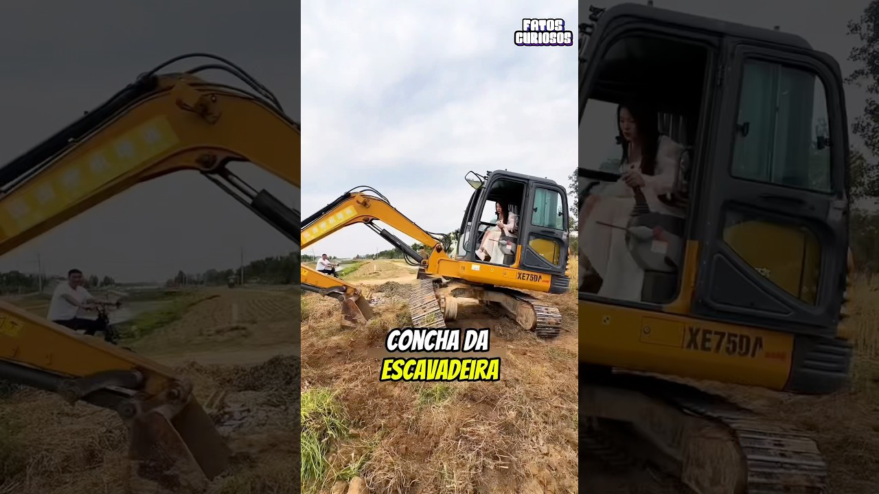 ESSA MULHER IMPRESSIONOU A TODOS AO COLOCAR A ESTEIRA DESSA ESCAVADEIRA USANDO APENAS A CONCHA