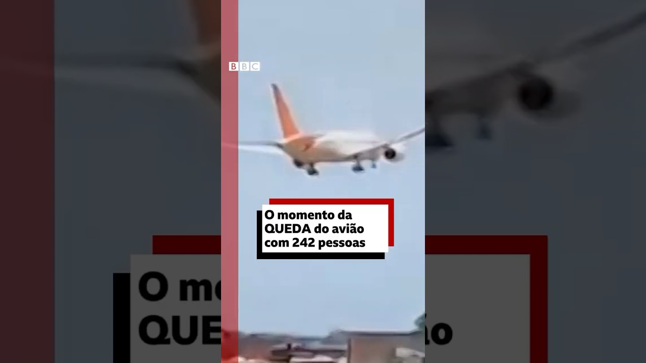 🚨✈️ O momento da queda de avião com 242 pessoas na Índia #bbcnewsbrasil