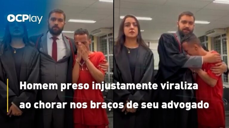 Homem preso injustamente viraliza ao chorar nos braços de seu advogado