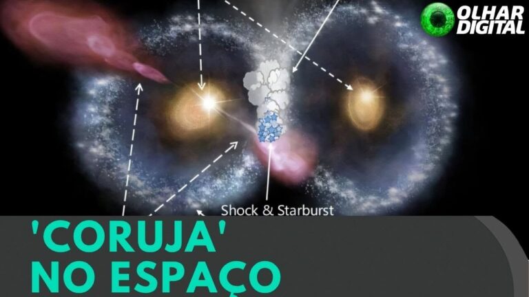 “Rosto de coruja” aparece em fusão galáctica registrada por astrônomos
