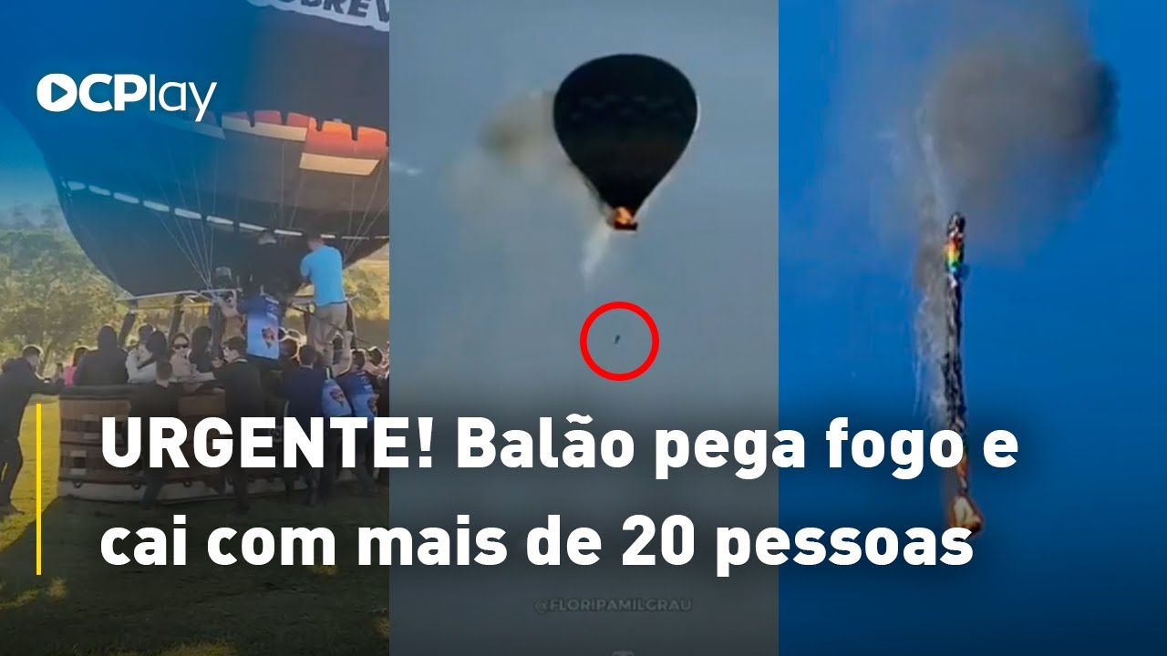 VÍDEOS: Balão pega fogo e despenca no ar com mais de 20 pessoas