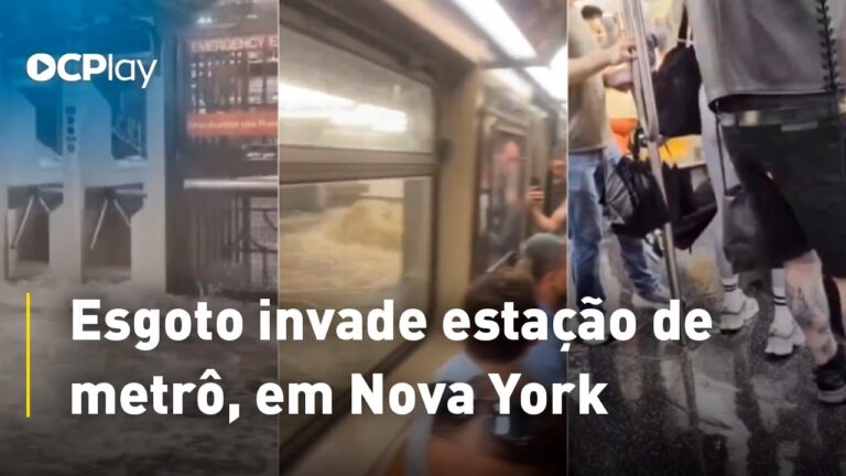 Esgoto invade estação de metrô, em Nova York