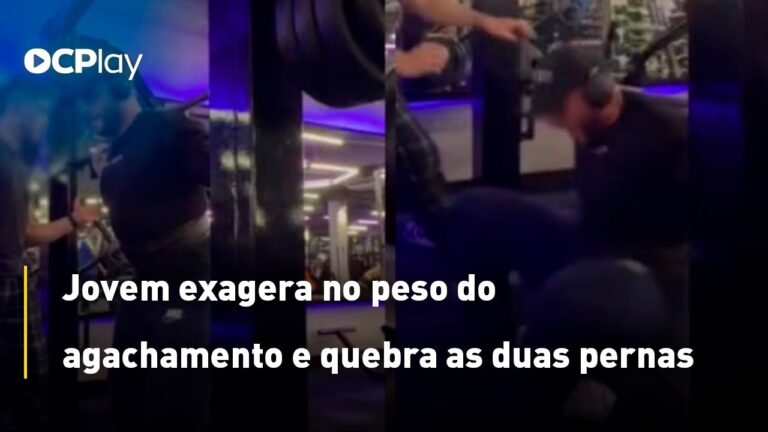 Jovem exagera no peso do agachamento e quebra as duas pernas
