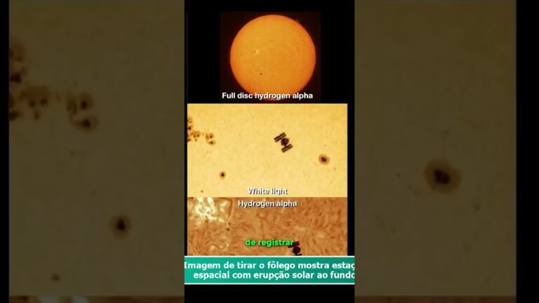 Imagem de tirar o fôlego mostra estação espacial com erupção solar ao fundo