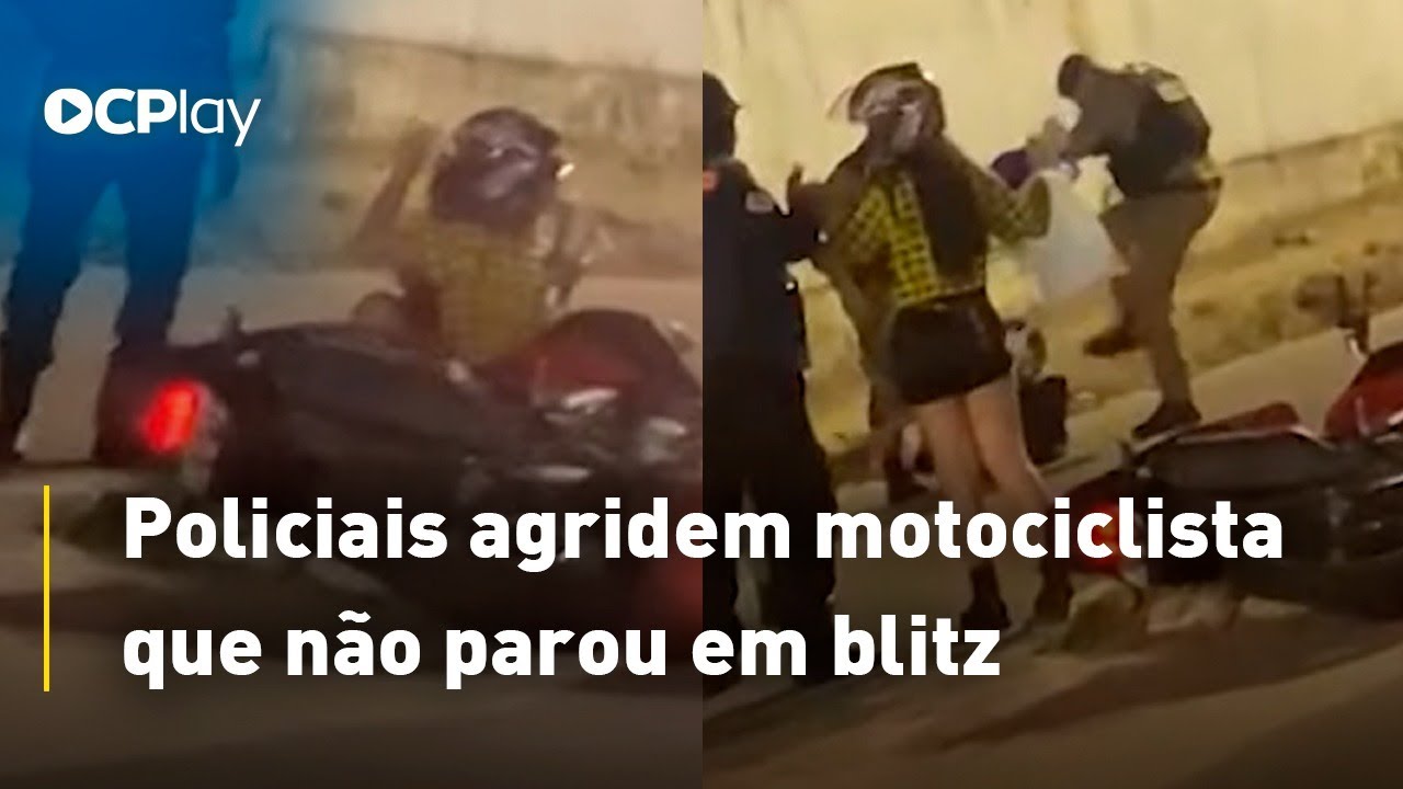 Policiais agridem motociclista que não parou em blitz