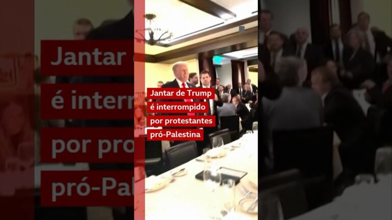 Manifestantes pró-Palestina interrompem jantar de Donald Trump