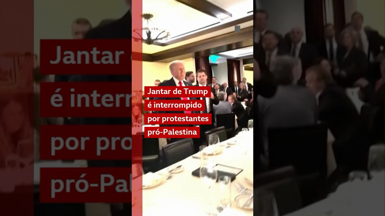 Manifestantes pró-Palestina interrompem jantar de Donald Trump
