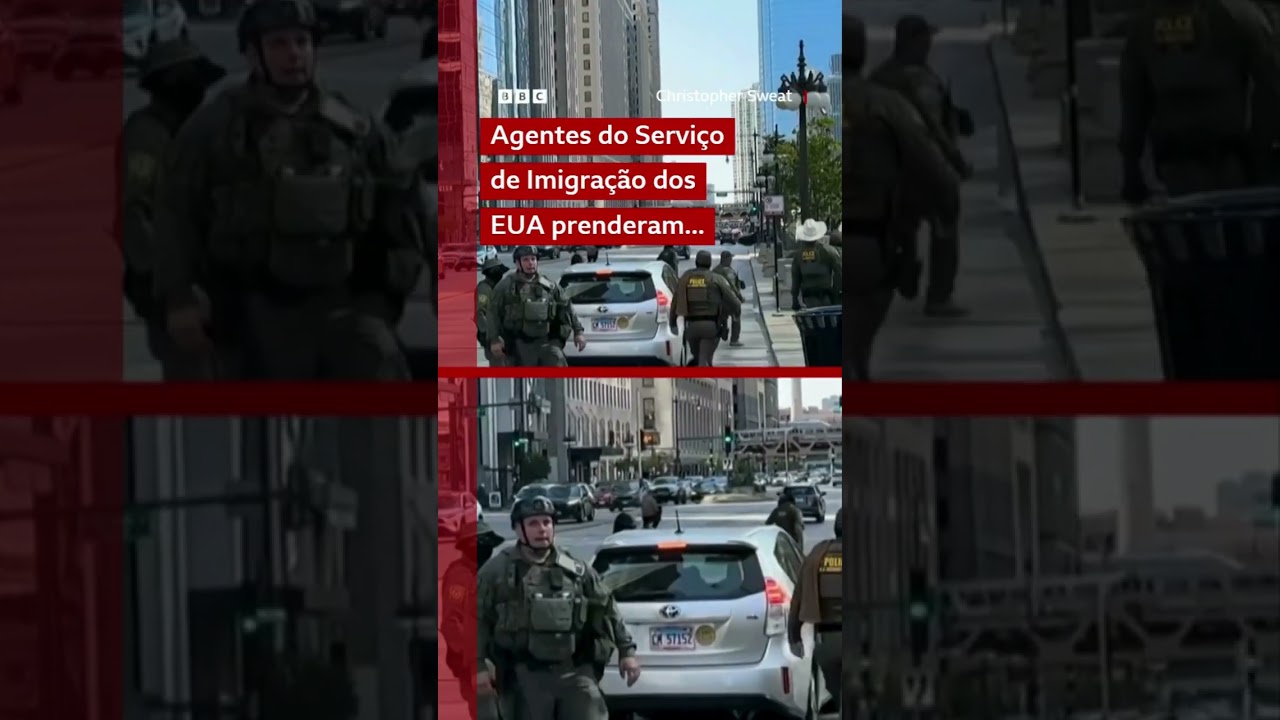 O momento em que um homem escapa de bicicleta dos agentes do ICE