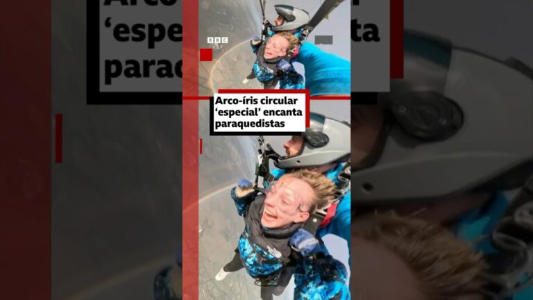 Paraquedistas se encantam com arco-íris circular