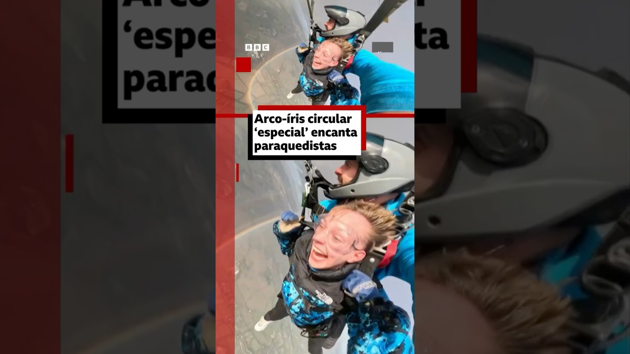 Paraquedistas se encantam com arco-íris circular