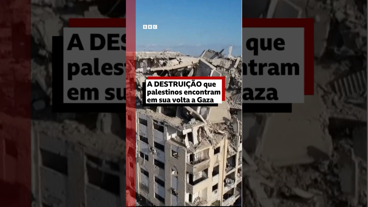 Drone mostra destruição que palestinos encontram em retorno a Gaza