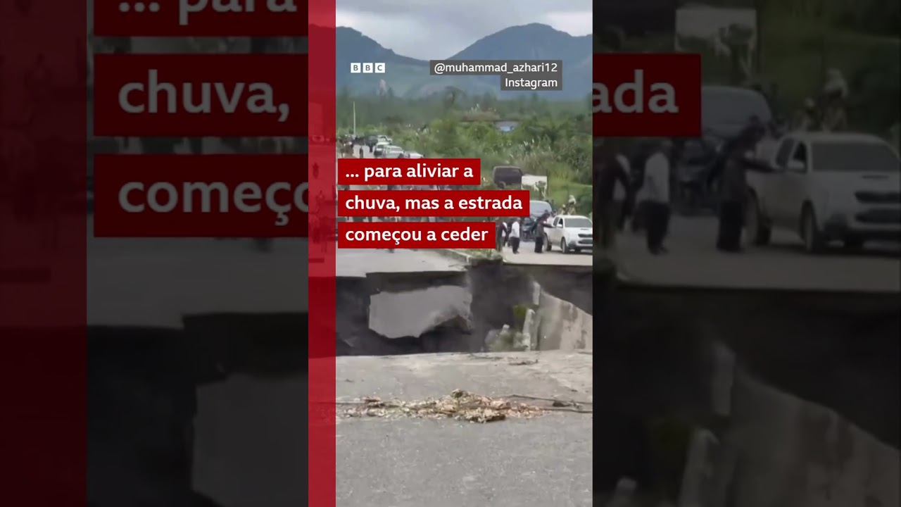 Obra abre cratera enorme e fecha estrada na Indonésia 🛣️🇮🇩