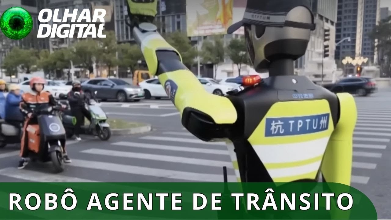 Robô policial organiza trânsito na China