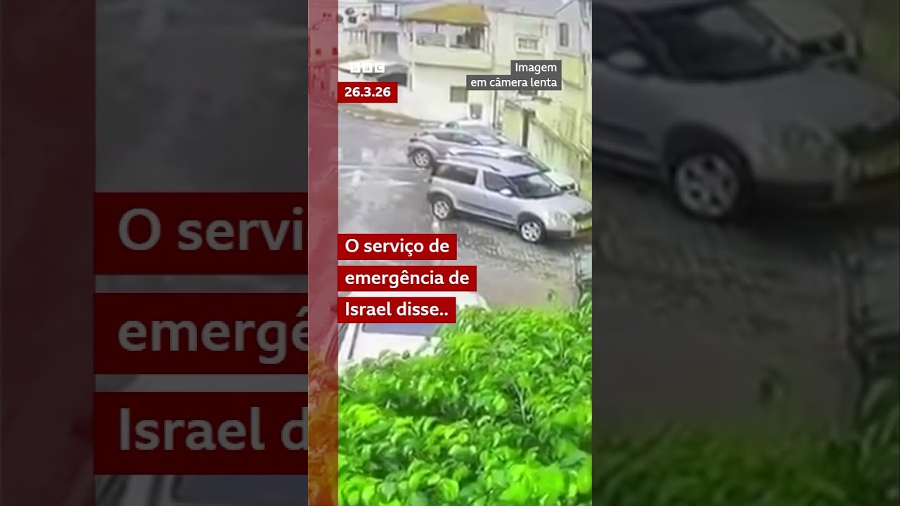O momento que carro é lançado no ar após ataque com míssil em Israel