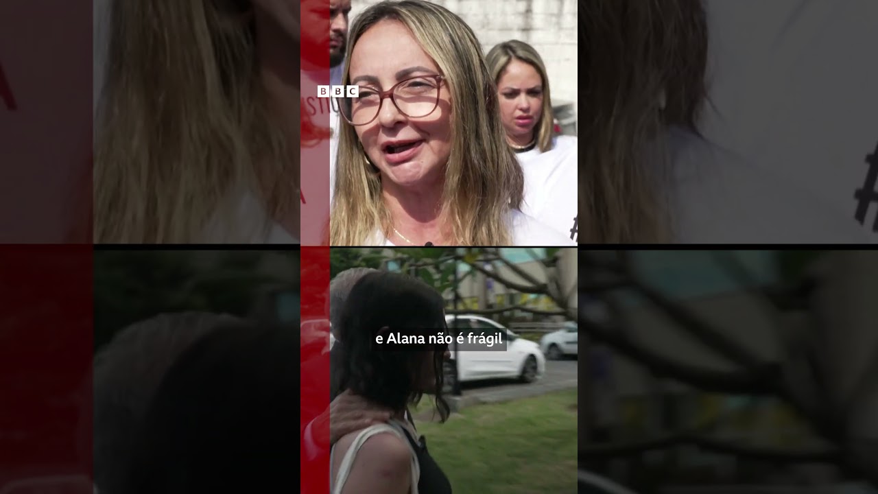 Familiares e amigos de Alana Rosa protestam em frente ao tribunal em São Gonçalo, no Rio de Janeiro