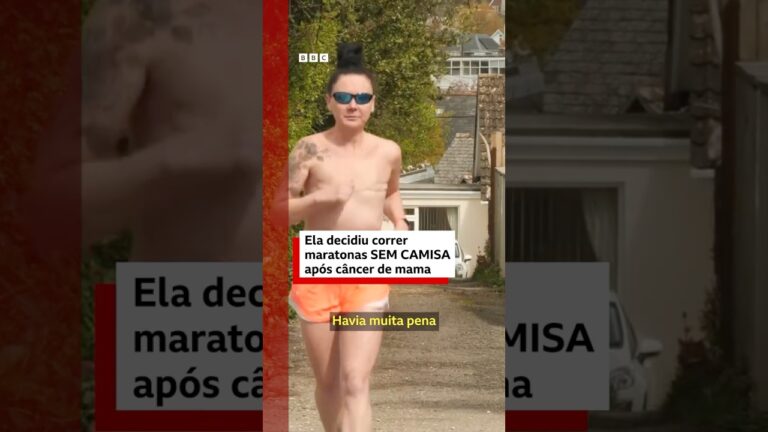Ela decidiu correr maratonas sem camisa após câncer de mama