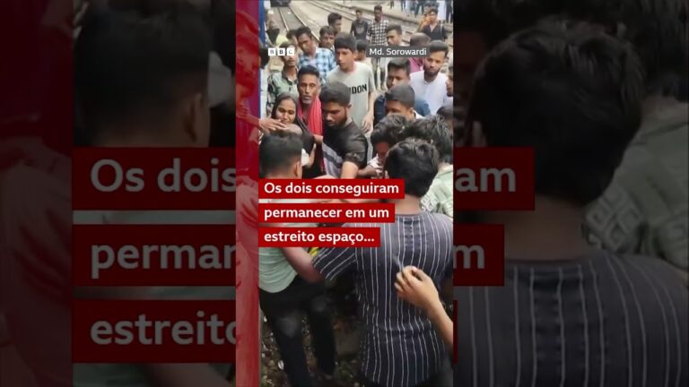 Pai protege filho sob trem em Bangladesh; ambos sobrevivem sem ferimentos graves