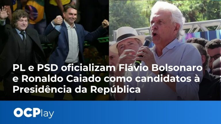 PL e PSD oficializam Flávio Bolsonaro e Ronaldo Caiado como candidatos à Presidência da República