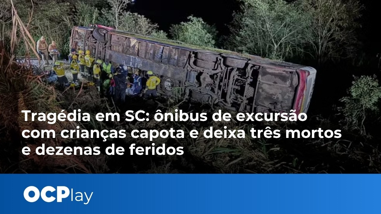 Tragédia em SC: ônibus de excursão com crianças capota e deixa três mortos e dezenas de feridos