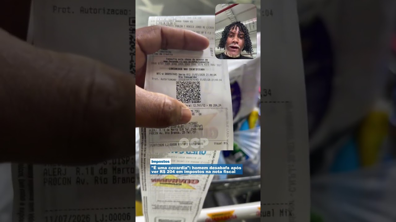 "É uma covardia": homem desabafa após ver R$ 204 em impostos na nota fiscal