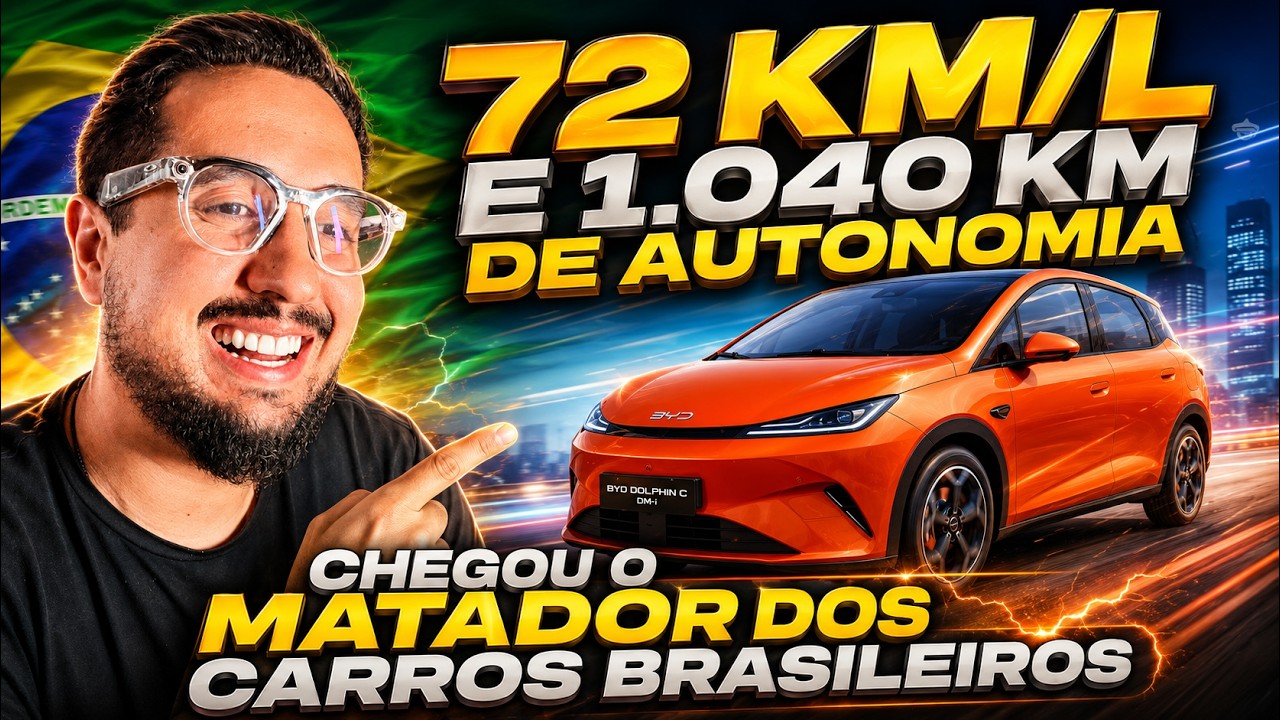 72KM/L E MAIS DE 1040KM DE AUTONOMIA TEM O NOVO BYD DOLPHIN HÍBRIDO