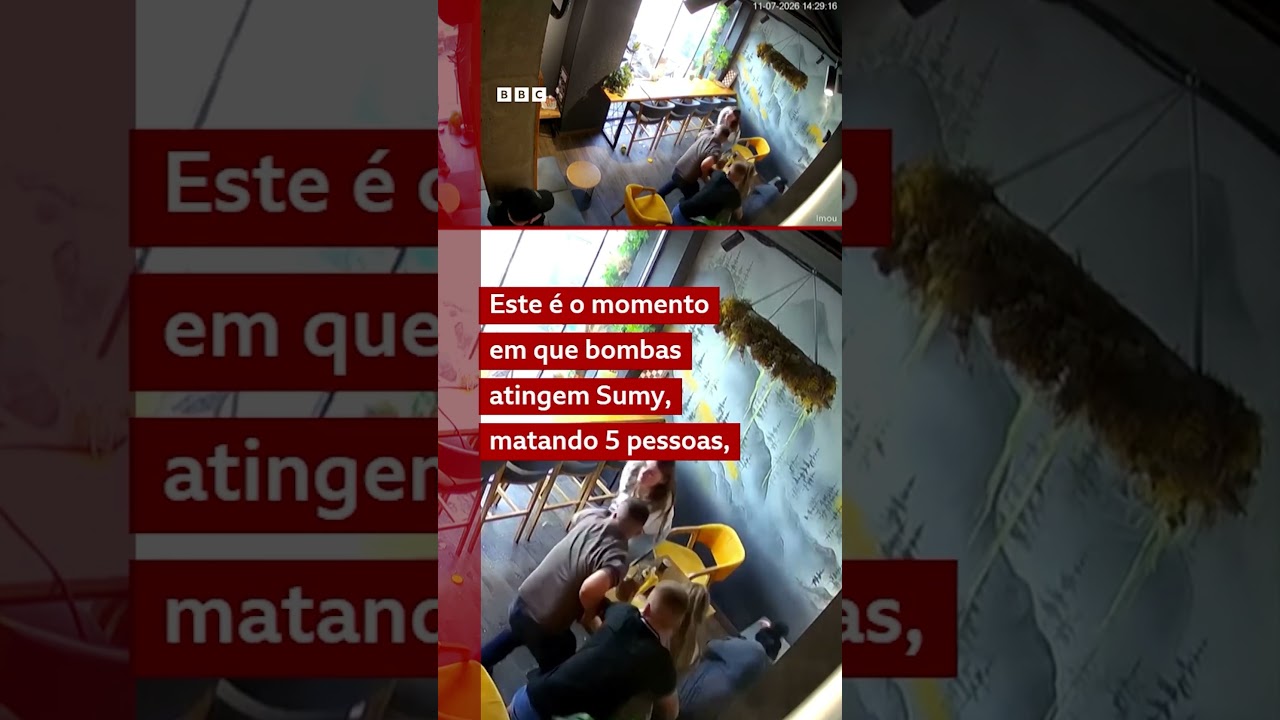 Clientes de café na Ucrânia fogem de bombas lançadas pela Rússia