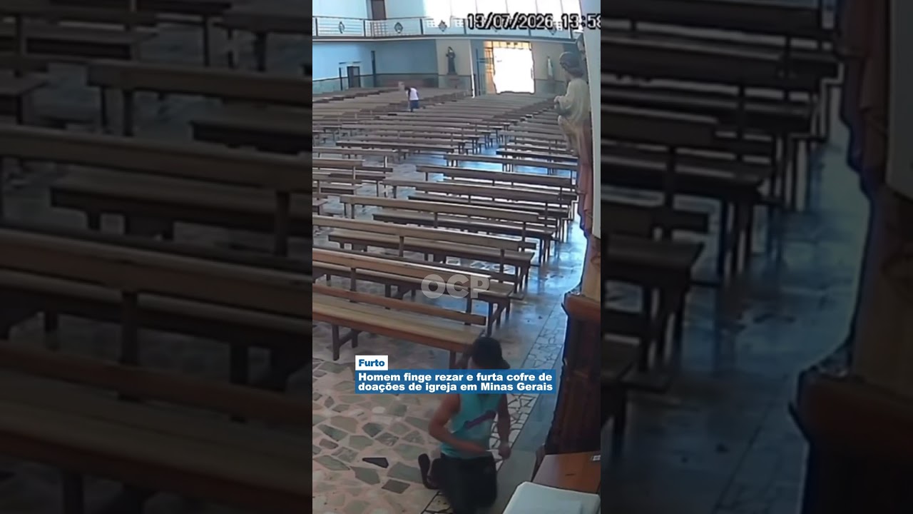 Homem finge rezar e furta cofre de doações de igreja em Minas Gerais