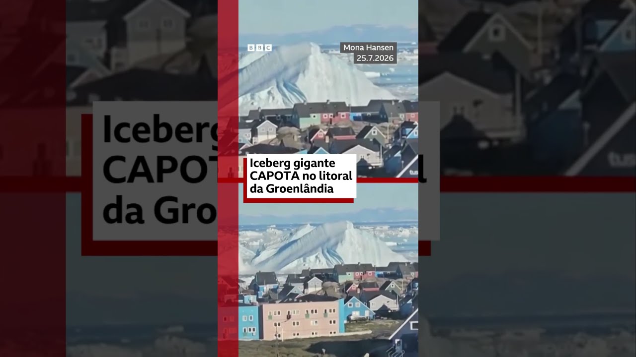 Iceberg gigante capota na costa Groenlândia