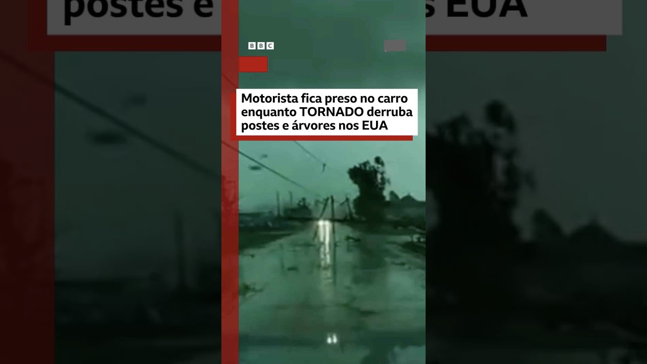 Motorista fica preso no carro durante tornado nos EUA