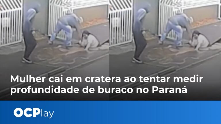 Mulher cai em cratera ao tentar medir profundidade de buraco no Paraná